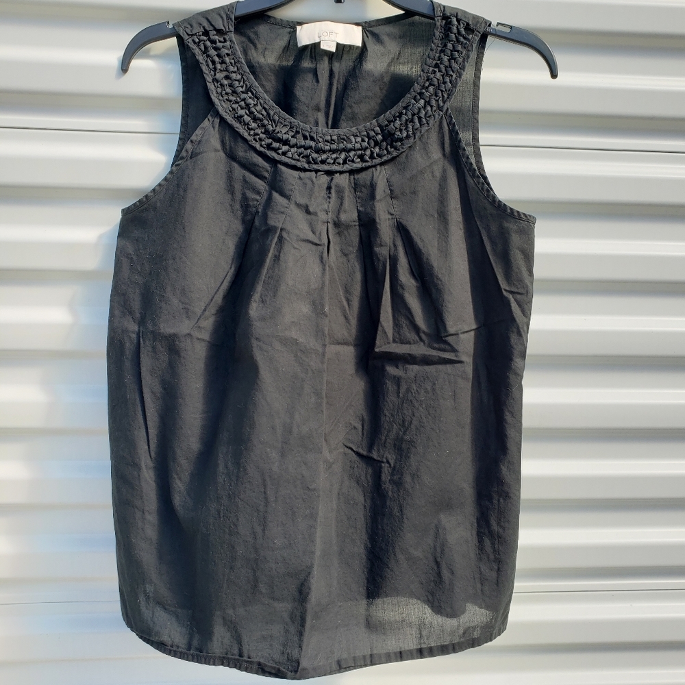 LOFT black lightweight crochet neck sleeveless blouse - Picture 1 of 6
